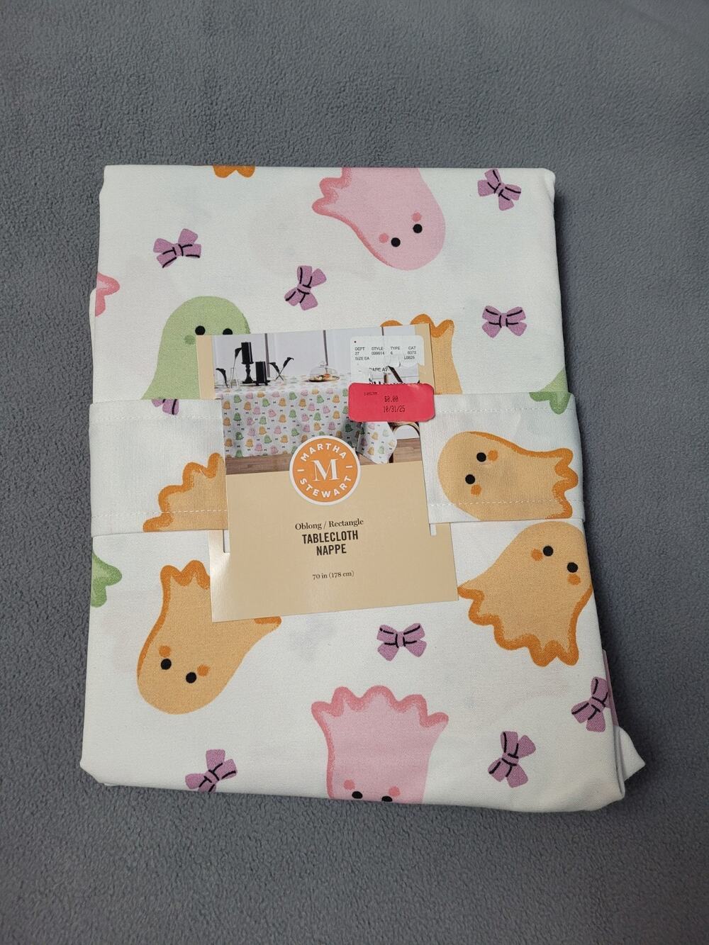 Martha Stewart Pastel Ghost Bowknot Purple Halloween Tablecloth 70 Inch Oblong